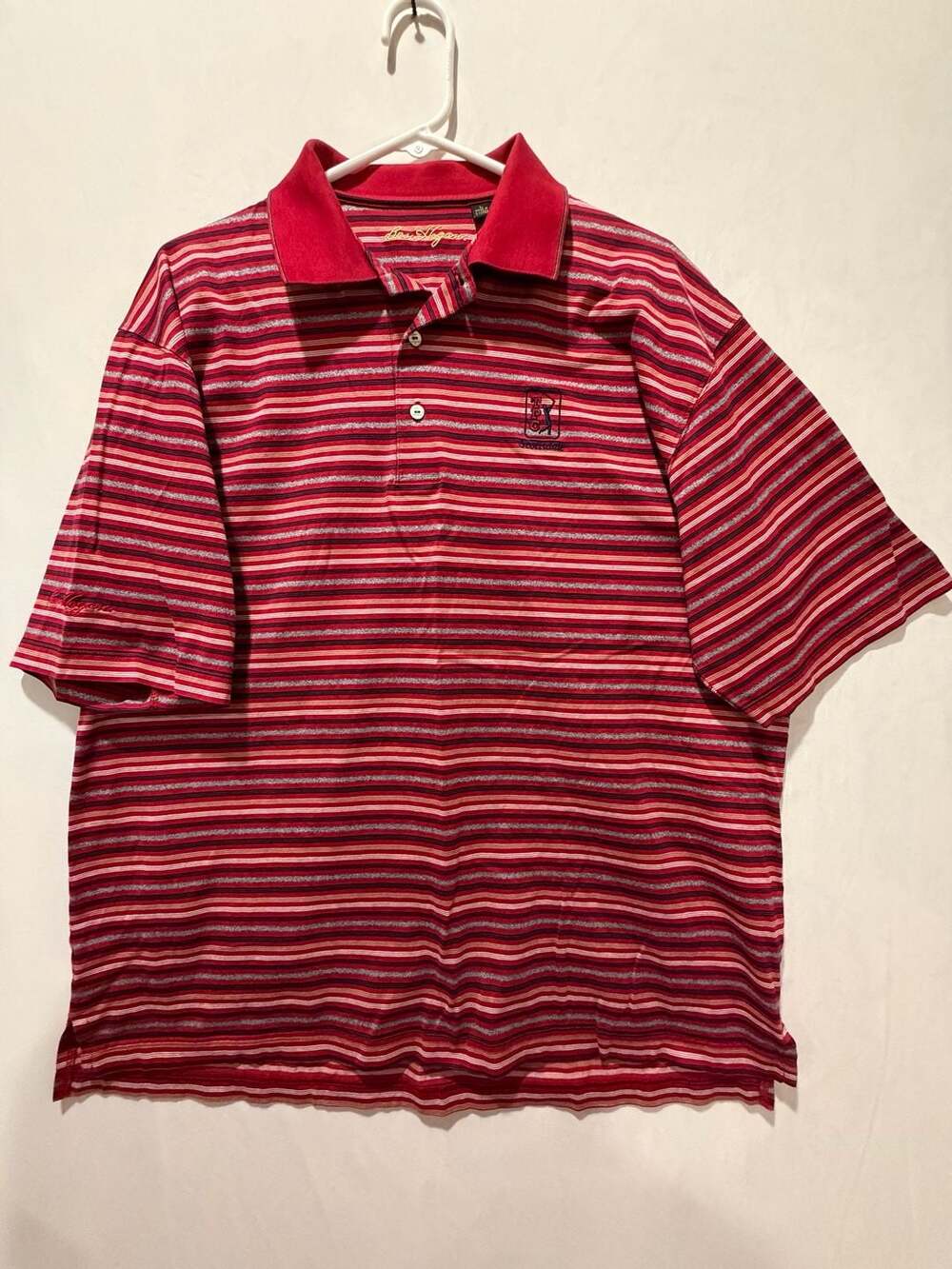 Vintage Ben Hogan TPC Scottsdale Striped Golf Polo Red Size XL